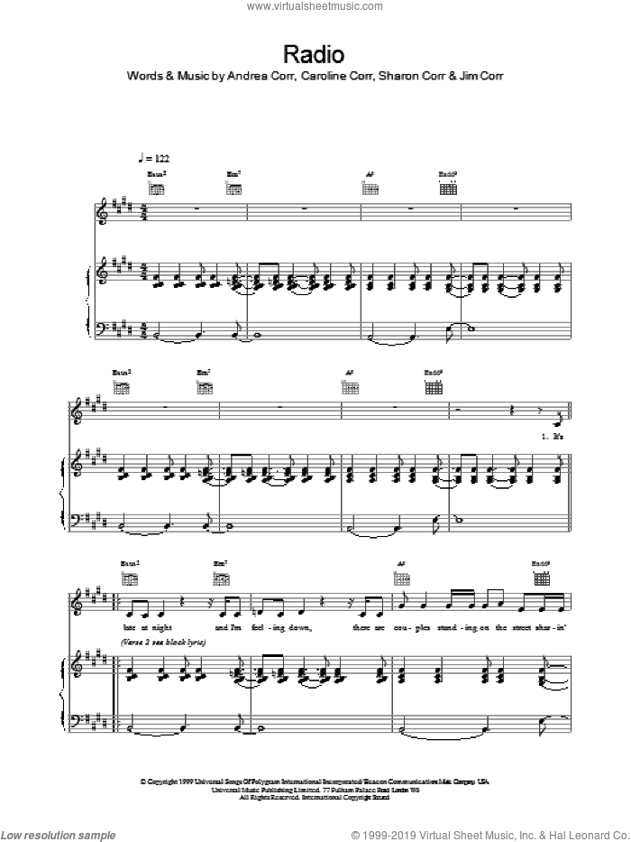 Radio #1 sheet music for voice, piano or guitar by Jean Benoit Dunckel, Air and Nicolas Godin, intermediate skill level