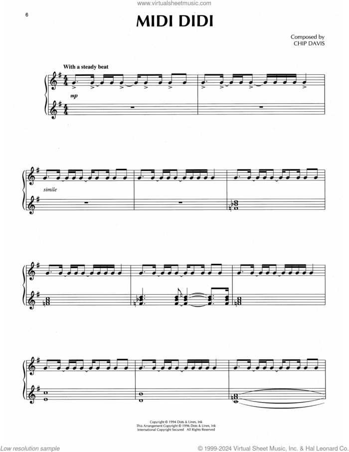 Midi Didi sheet music for piano solo by Chip Davis, intermediate skill level
