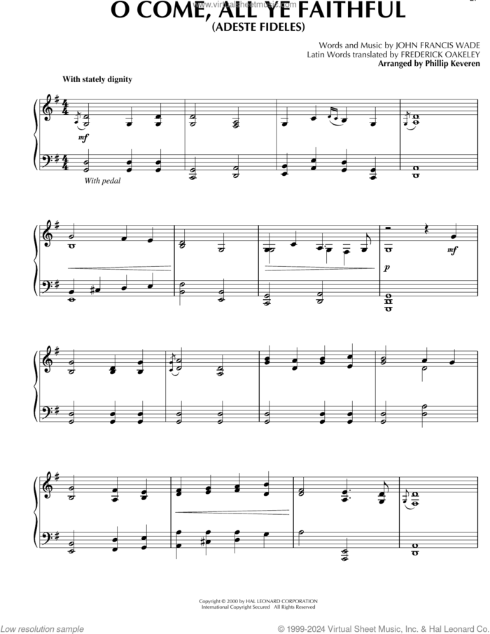 O Come, All Ye Faithful [Celtic version] (arr. Phillip Keveren) sheet music for piano solo by John Francis Wade, Phillip Keveren and Frederick Oakeley, intermediate skill level
