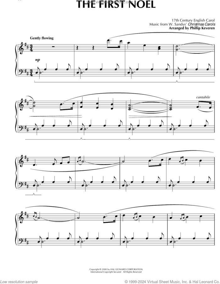 The First Noel [Celtic version] (arr. Phillip Keveren) sheet music for piano solo by W. Sandys' Christmas Carols, Phillip Keveren and Miscellaneous, intermediate skill level