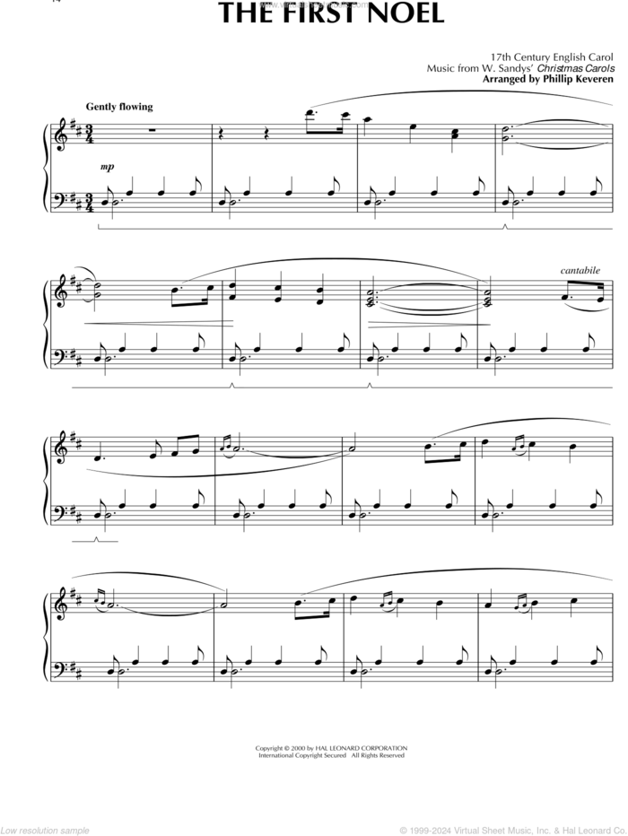 The First Noel [Celtic version] (arr. Phillip Keveren) sheet music for piano solo by W. Sandys' Christmas Carols, Phillip Keveren and Miscellaneous, intermediate skill level