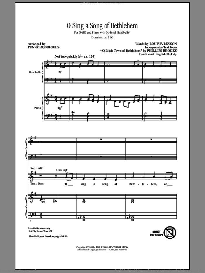 O Sing A Song Of Bethlehem sheet music for choir (SATB: soprano, alto, tenor, bass) by Penny Rodriguez, intermediate skill level