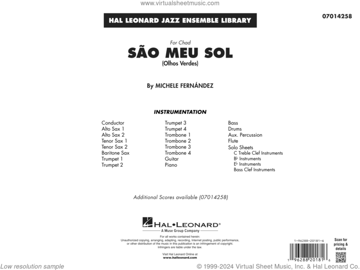 Sao Meu Sol (Olhos Verdes) (COMPLETE) sheet music for jazz band by Michele Fernández, intermediate skill level