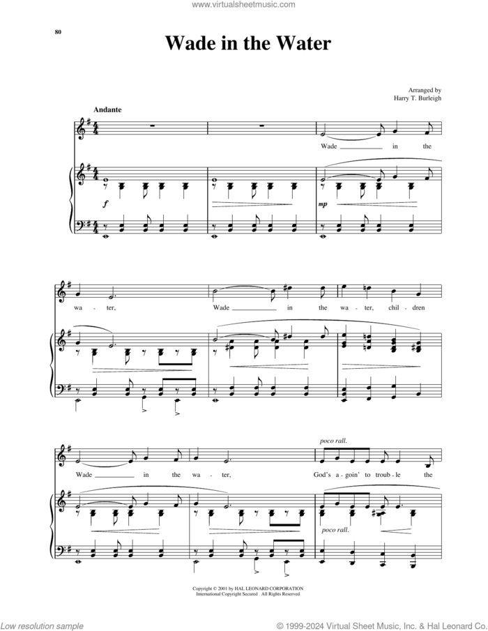 Wade In The Water (arr. Richard Walters) (High Voice) sheet music for voice and piano (High Voice) , Harry T. Burleigh and Richard Walters, intermediate skill level