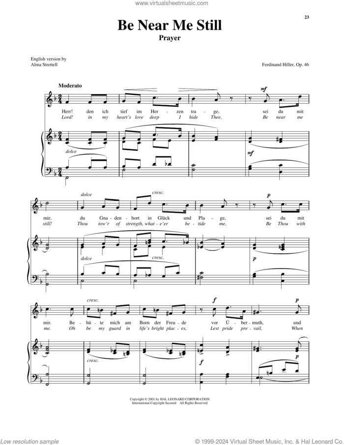 Be Near Me Still (arr. Richard Walters) (High Voice) sheet music for voice and piano (High Voice) by Ferdinand Hiller and Richard Walters, classical score, intermediate skill level