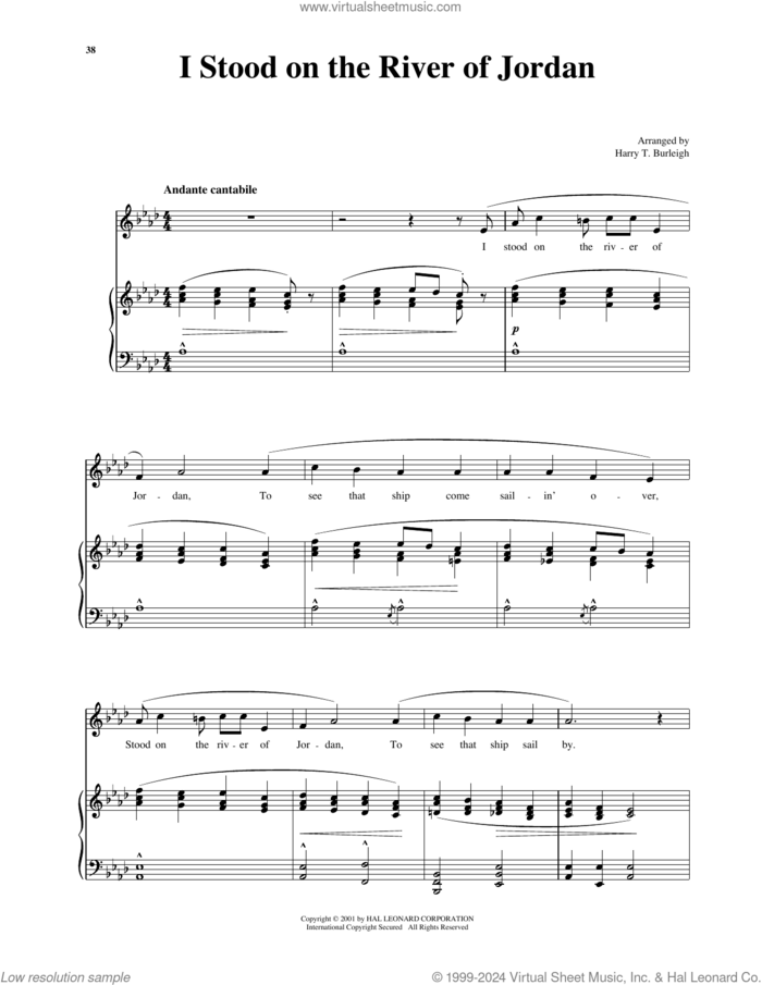 I Stood On The River Of Jordan (arr. Richard Walters) (High Voice) sheet music for voice and piano (High Voice) , Harry T. Burleigh and Richard Walters, intermediate skill level