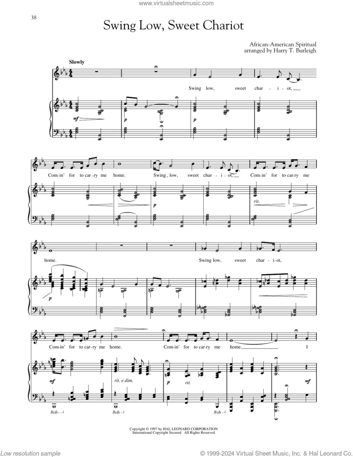 Swing Low, Sweet Chariot (arr. Richard Walters) (High Voice) sheet music for voice and piano (High Voice)  and Richard Walters, intermediate skill level