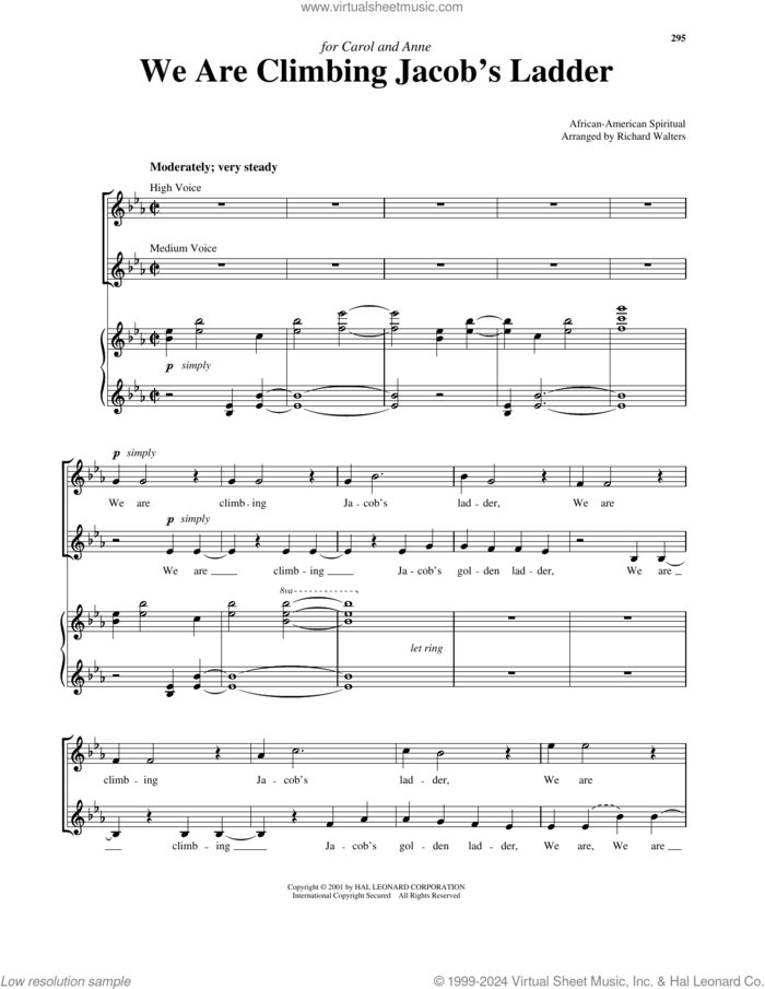 We Are Climbing Jacob's Ladder (arr. Richard Walters) (High Voice) sheet music for voice and piano (High Voice) , Bryan Stanley and Richard Walters, intermediate skill level