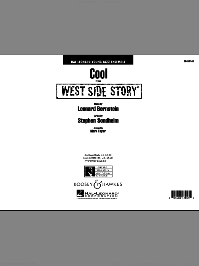 Cool (from West Side Story) (COMPLETE) sheet music for jazz band by Stephen Sondheim, Leonard Bernstein and Mark Taylor, intermediate skill level