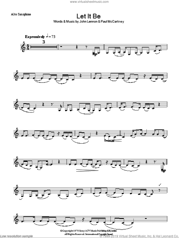 Let It Be sheet music for voice and other instruments (fake book) by The Beatles, John Lennon and Paul McCartney, intermediate skill level