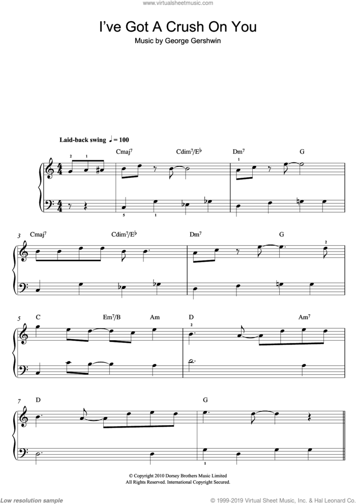 I've Got A Crush On You sheet music for piano solo by George Gershwin, easy skill level
