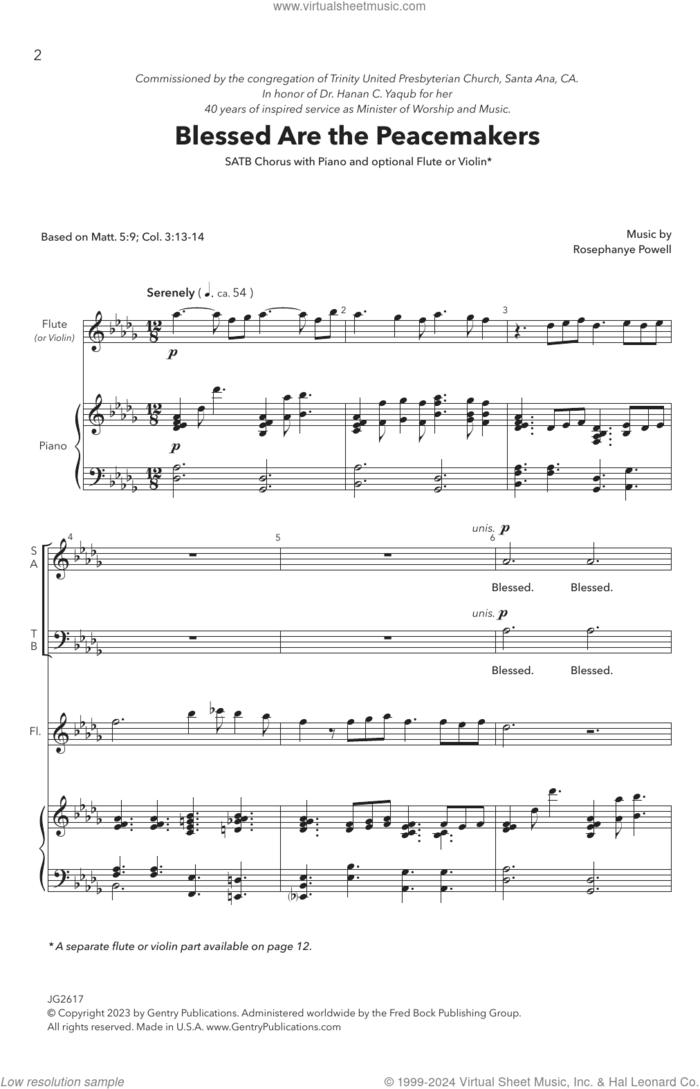 Blessed Are The Peacemakers sheet music for choir (SATB: soprano, alto, tenor, bass) by Rosephanye Powell, intermediate skill level