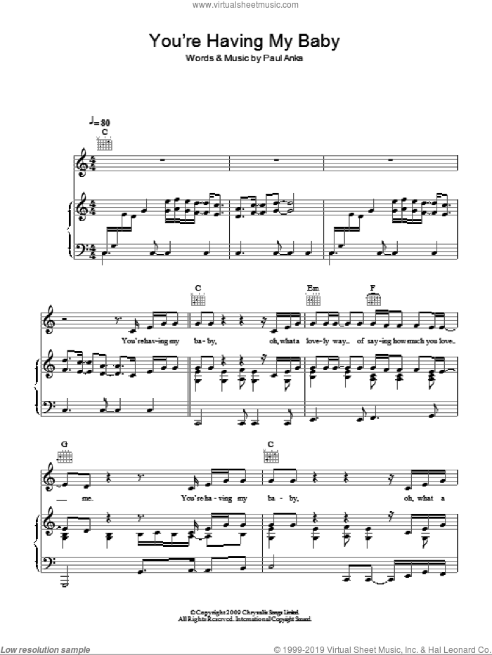 (You're) Having My Baby sheet music for voice, piano or guitar by Glee Cast, Miscellaneous and Paul Anka, intermediate skill level