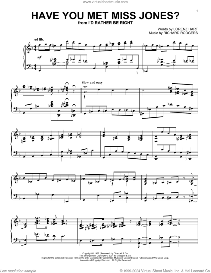 Have You Met Miss Jones? (arr. Al Lerner) sheet music for piano solo by Rodgers & Hart, Alan Jay Lerner, Lorenz Hart and Richard Rodgers, intermediate skill level