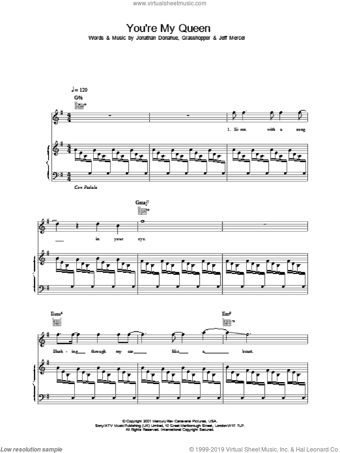 You're My Queen sheet music for voice, piano or guitar by Mercury Rev and Jonathan Donahue, intermediate skill level