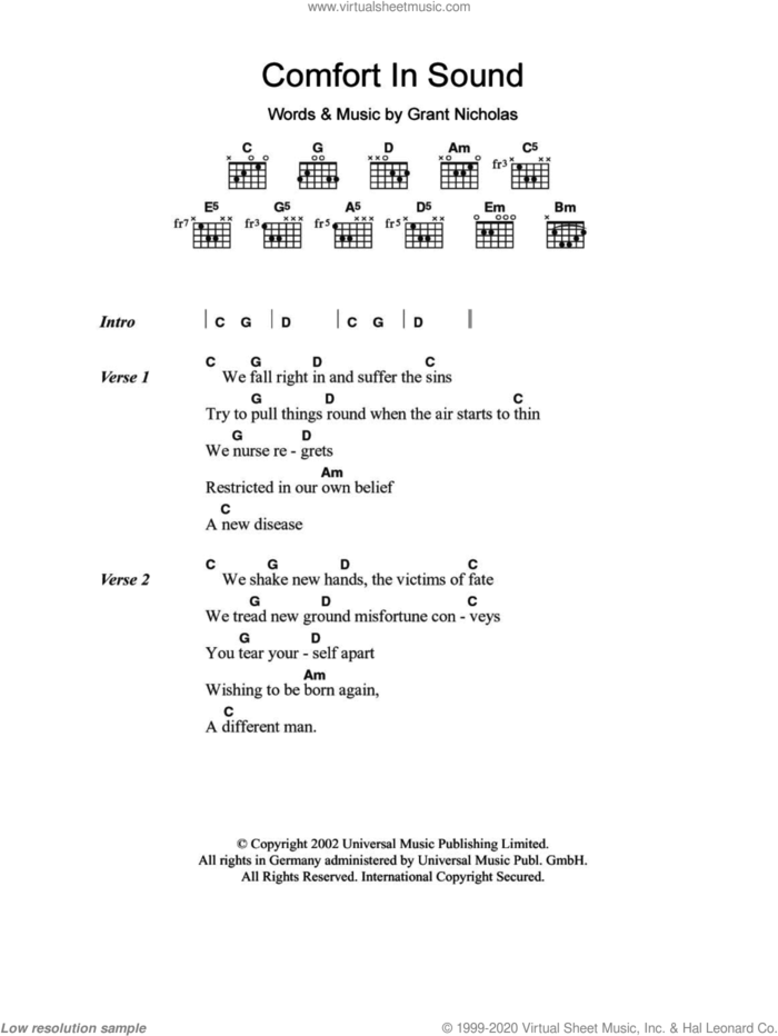 Comfort In Sound sheet music for guitar (chords) by Feeder and Grant Nicholas, intermediate skill level