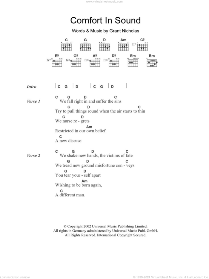 Comfort In Sound sheet music for guitar (chords) by Feeder and Grant Nicholas, intermediate skill level