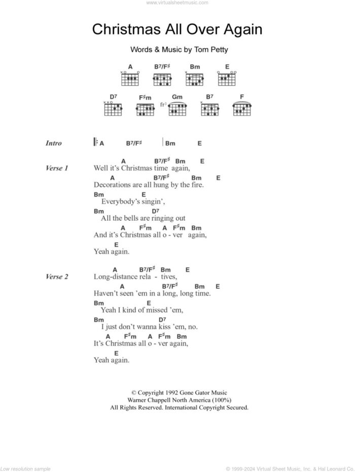 Christmas All Over Again sheet music for guitar (chords) by Tom Petty, intermediate skill level