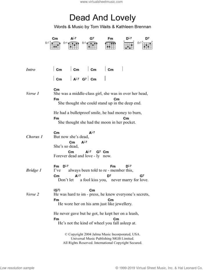 Dead And Lovely sheet music for guitar (chords) by Tom Waits and Kathleen Brennan, intermediate skill level