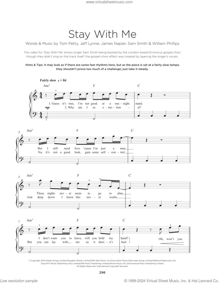 Stay Another Day, (beginner) sheet music for piano solo by East 17, Anthony Mortimer, Dominic Hawken and Robert Kean, beginner skill level