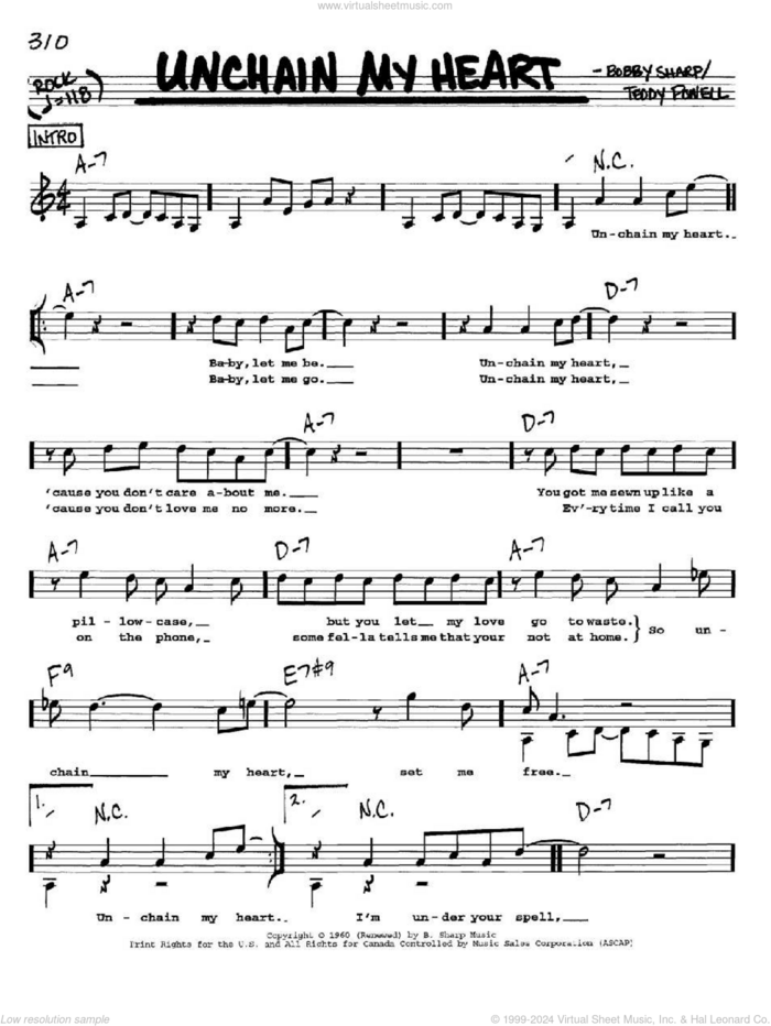 Unchain My Heart sheet music for voice and other instruments  by Ray Charles, Bobby Sharp and Teddy Powell, intermediate skill level