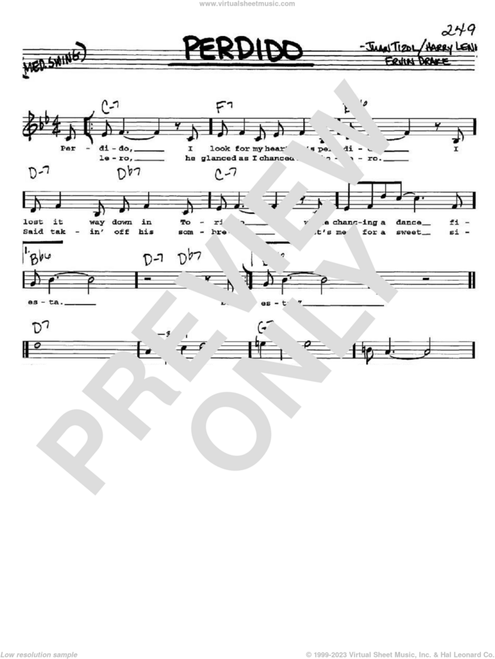 Perdido sheet music for voice and other instruments  by Duke Ellington, Ervin Drake, Harry Lenk and Juan Tizol, intermediate skill level