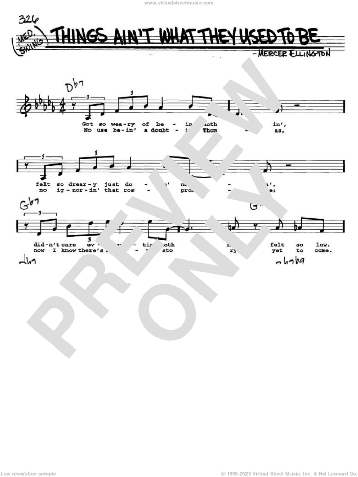 Things Ain't What They Used To Be sheet music for voice and other instruments  by Mercer Ellington, intermediate skill level