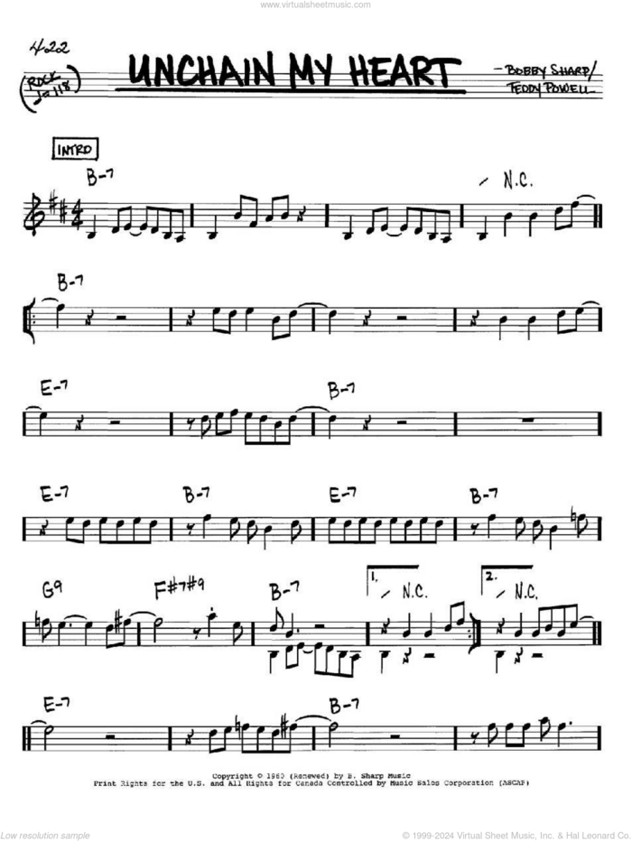 Unchain My Heart sheet music for voice and other instruments (in Bb) by Ray Charles, Bobby Sharp and Teddy Powell, intermediate skill level