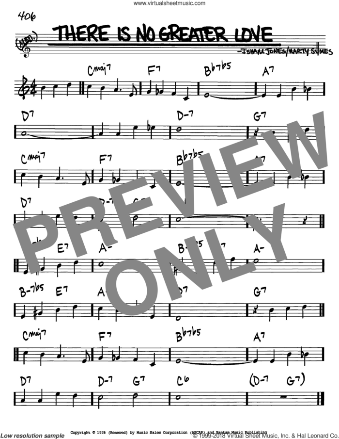 There Is No Greater Love sheet music for voice and other instruments (in Bb) by Isham Jones and Marty Symes, intermediate skill level