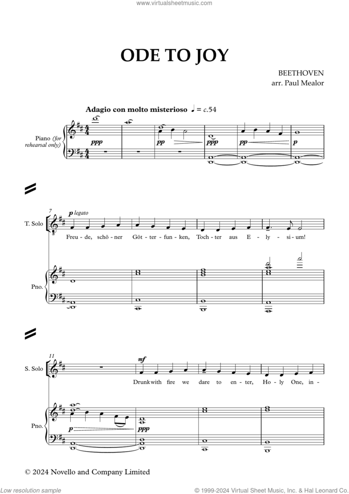 Ode To Joy (arr. Paul Mealor) sheet music for choir (SATB: soprano, alto, tenor, bass) by Ludwig van Beethoven and Paul Mealor, classical score, intermediate skill level