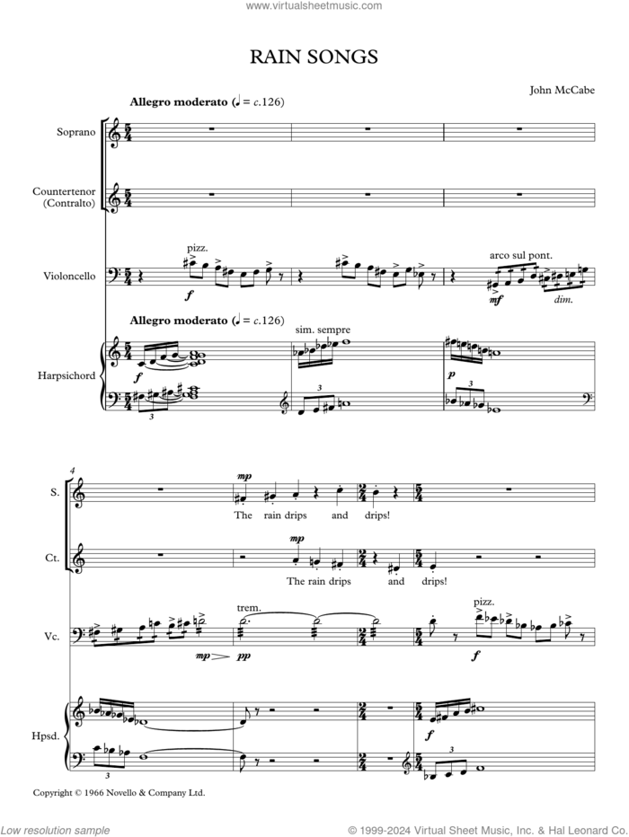 Rain Songs sheet music for orchestra (full score) by John McCabe, classical score, intermediate skill level