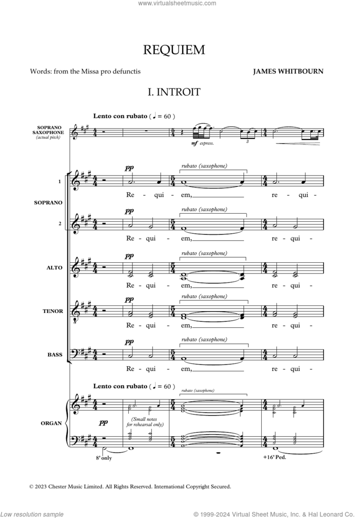 Requiem (vocal score) sheet music for choir (SATB: soprano, alto, tenor, bass) by James Whitbourn, classical score, intermediate skill level