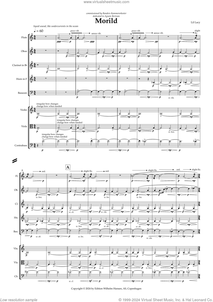 Morild sheet music for orchestra (full score) by Lil Lacy, classical score, intermediate skill level