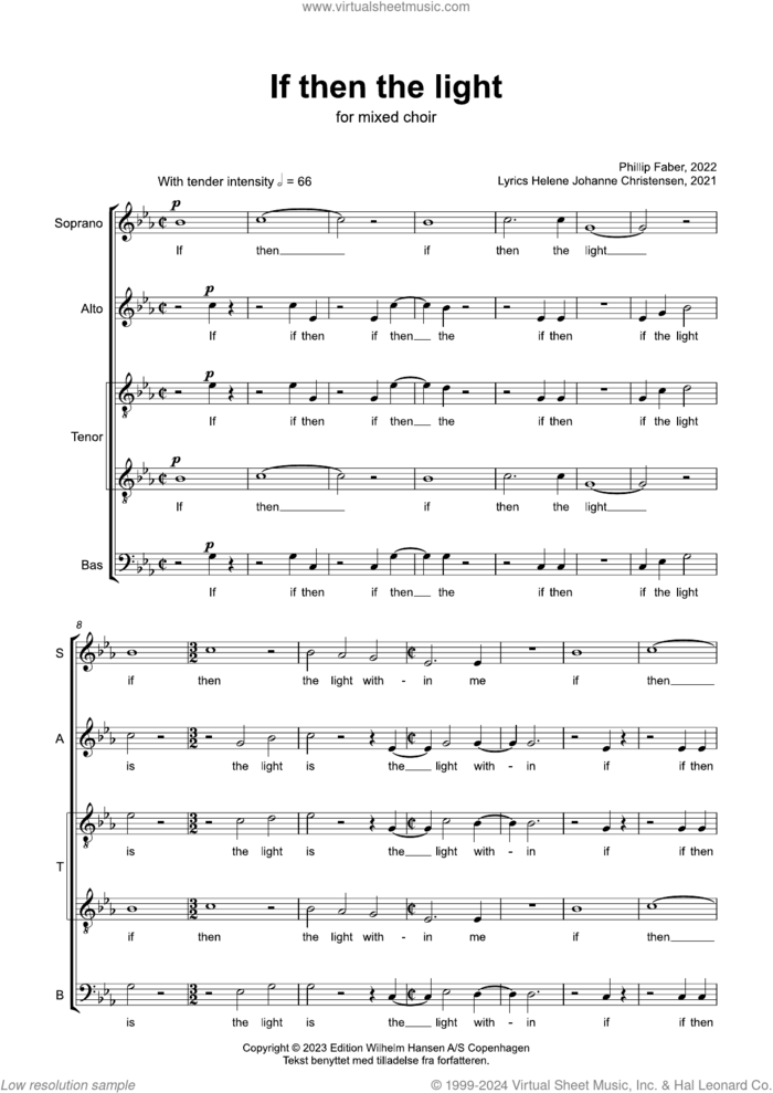 If Then The Light sheet music for choir (SATTB) by Phillip Faber, classical score, intermediate skill level