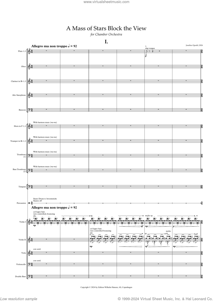 A Mass Of Stars Block The View sheet music for orchestra (full score) by Josephine Opsahl, classical score, intermediate skill level