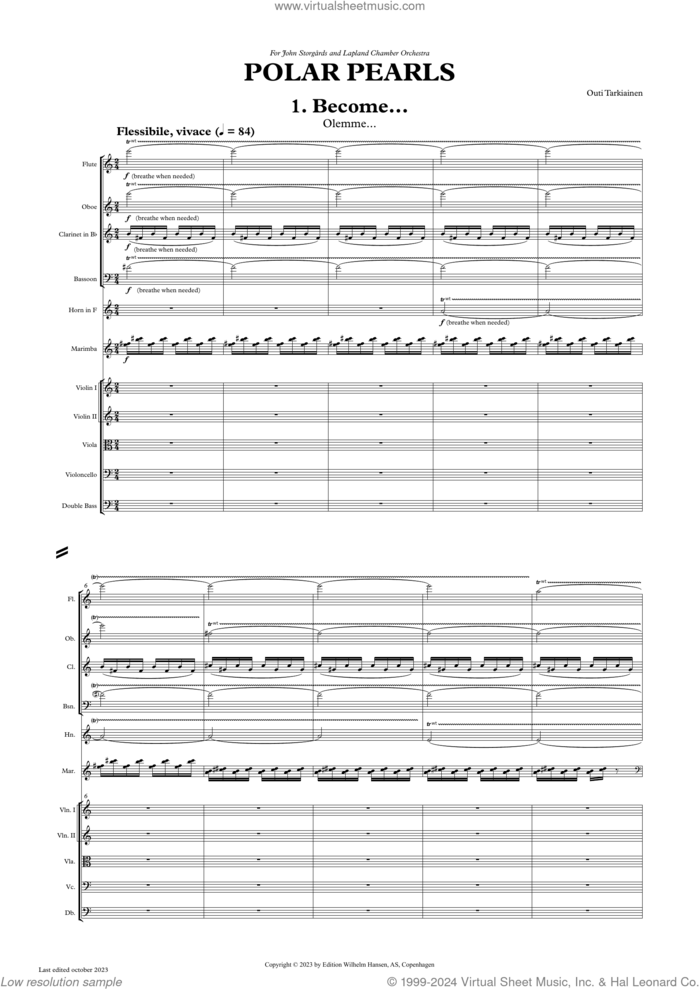 Polar Pearls sheet music for orchestra (full score) by Outi Tarkiainen, classical score, intermediate skill level