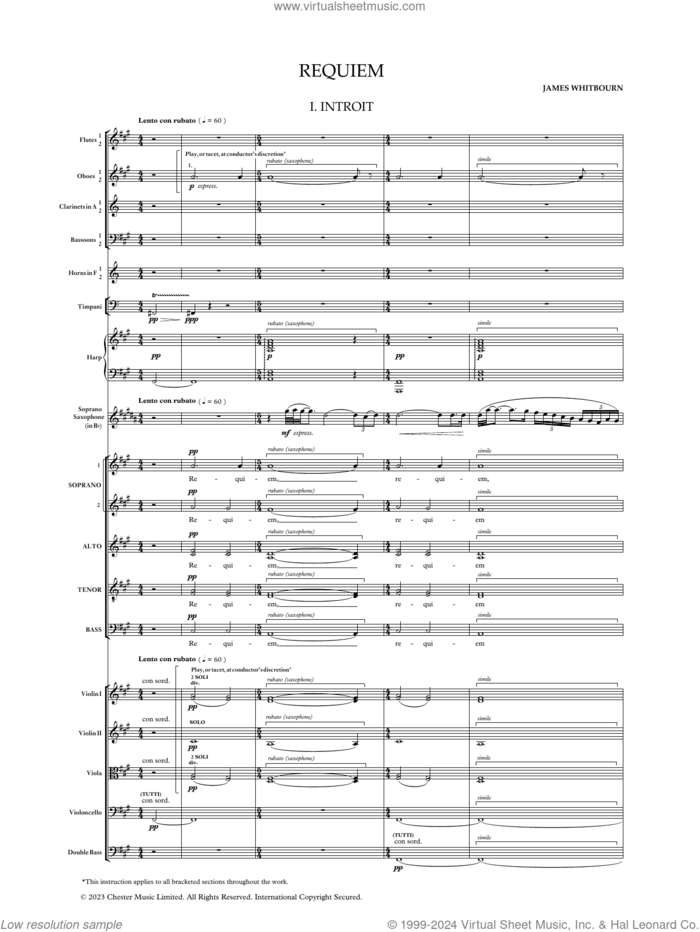 Requiem (study score) sheet music for orchestra/band (study score) by James Whitbourn, classical score, intermediate skill level