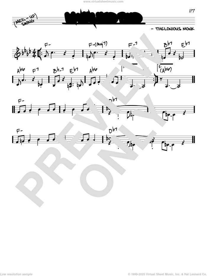 In Walked Bud sheet music for voice and other instruments (in C) by Thelonious Monk, intermediate skill level