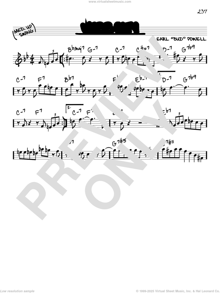 Webb City sheet music for voice and other instruments (in C) by Bud Powell, intermediate skill level