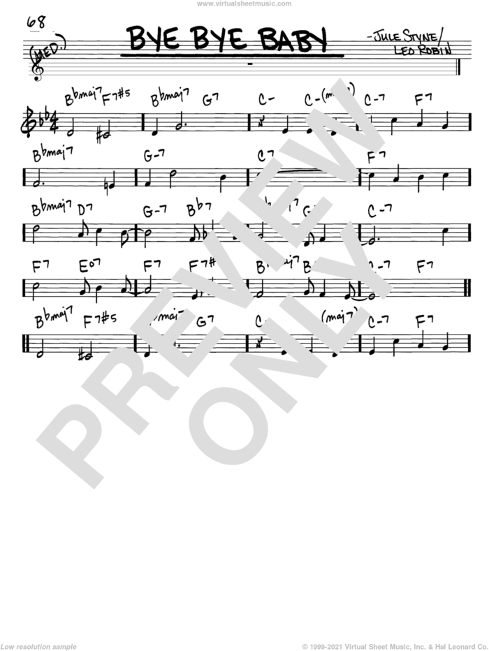Bye Bye Baby sheet music for voice and other instruments (in C) by Marilyn Monroe, Jule Styne and Leo Robin, intermediate skill level