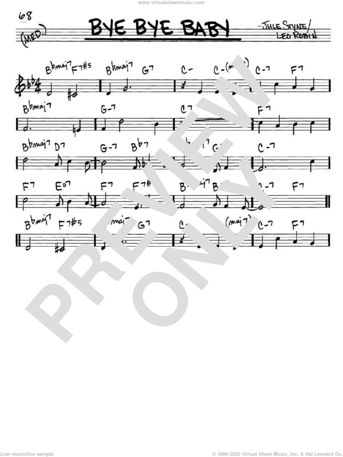 Bye Bye Baby sheet music for voice and other instruments (in C) by Marilyn Monroe, Jule Styne and Leo Robin, intermediate skill level