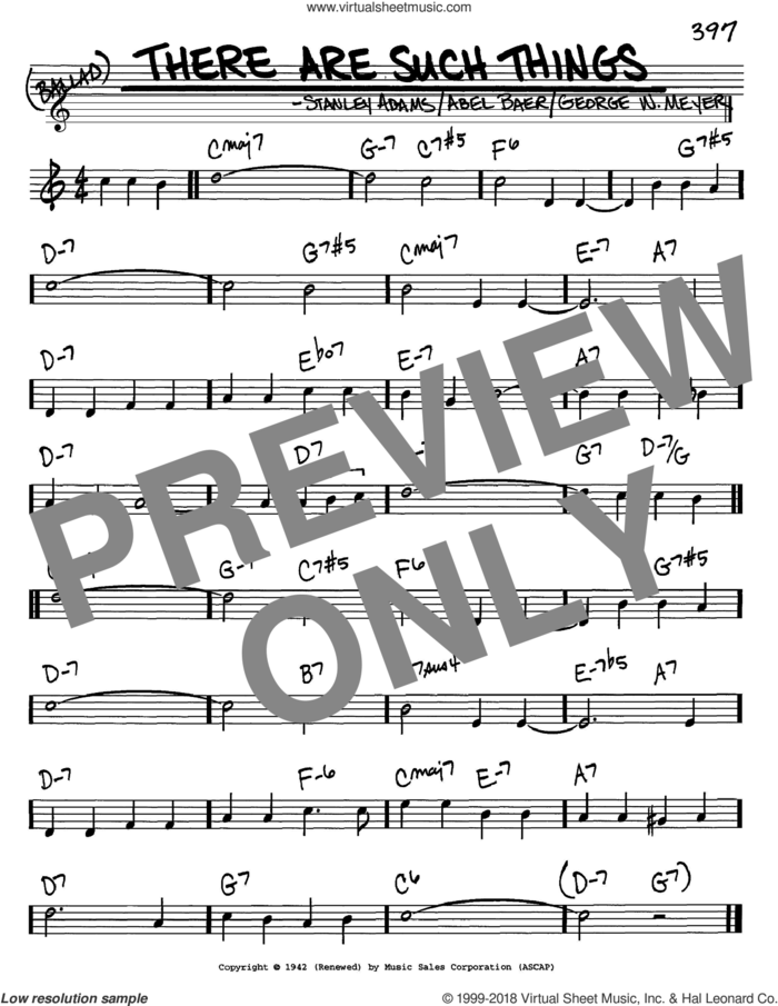There Are Such Things sheet music for voice and other instruments (in C) by Frank Sinatra, Abel Baer, George W. Meyer and Stanley Adams, intermediate skill level