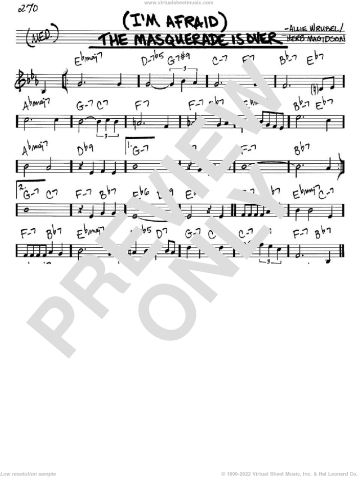 (I'm Afraid) The Masquerade Is Over sheet music for voice and other instruments (in C) by Allie Wrubel and Herb Magidson, intermediate skill level