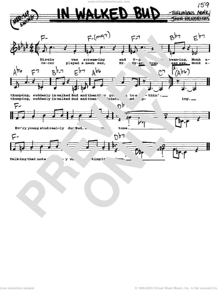 In Walked Bud sheet music for voice and other instruments  by Thelonious Monk, intermediate skill level