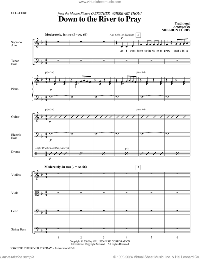 Down To The River To Pray (COMPLETE) sheet music for orchestra/band by Sheldon Curry and Miscellaneous, intermediate skill level