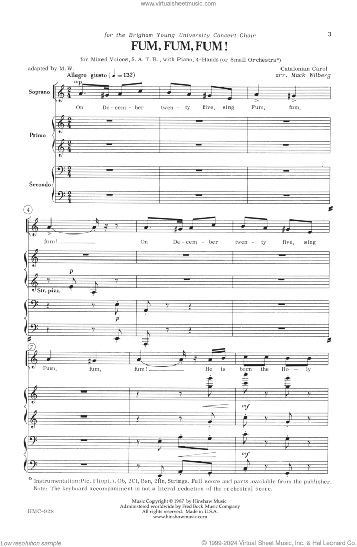 Fum, Fum, Fum! sheet music for choir (SATB: soprano, alto, tenor, bass) by Mack Wilberg, intermediate skill level