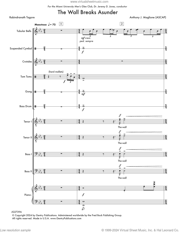 The Wall Breaks Asunder (COMPLETE) sheet music for orchestra/band by Anthony J. Maglione and Rabindranath Tagore, intermediate skill level