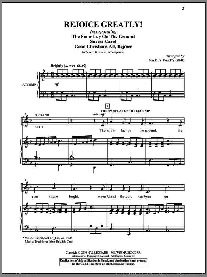 Rejoice Greatly! sheet music for choir (SATB: soprano, alto, tenor, bass) by Marty Parks, intermediate skill level