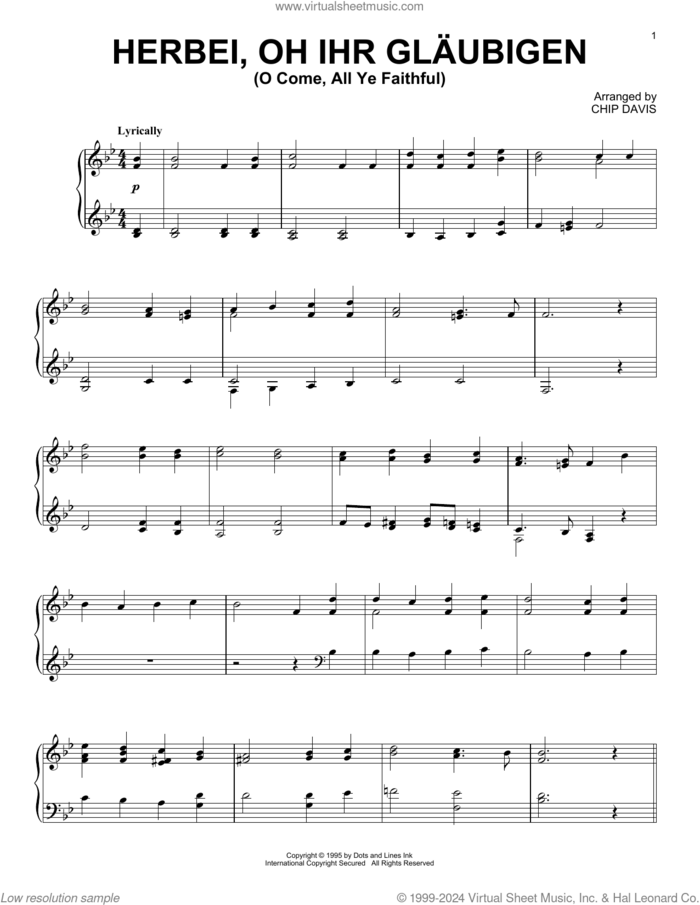 O Come, All Ye Faithful sheet music for piano solo by Mannheim Steamroller and Chip Davis, intermediate skill level