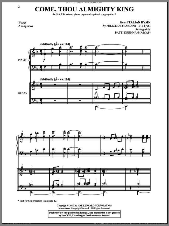 Come, Thou Almighty King sheet music for choir (SATB: soprano, alto, tenor, bass) by Patti Drennan, intermediate skill level